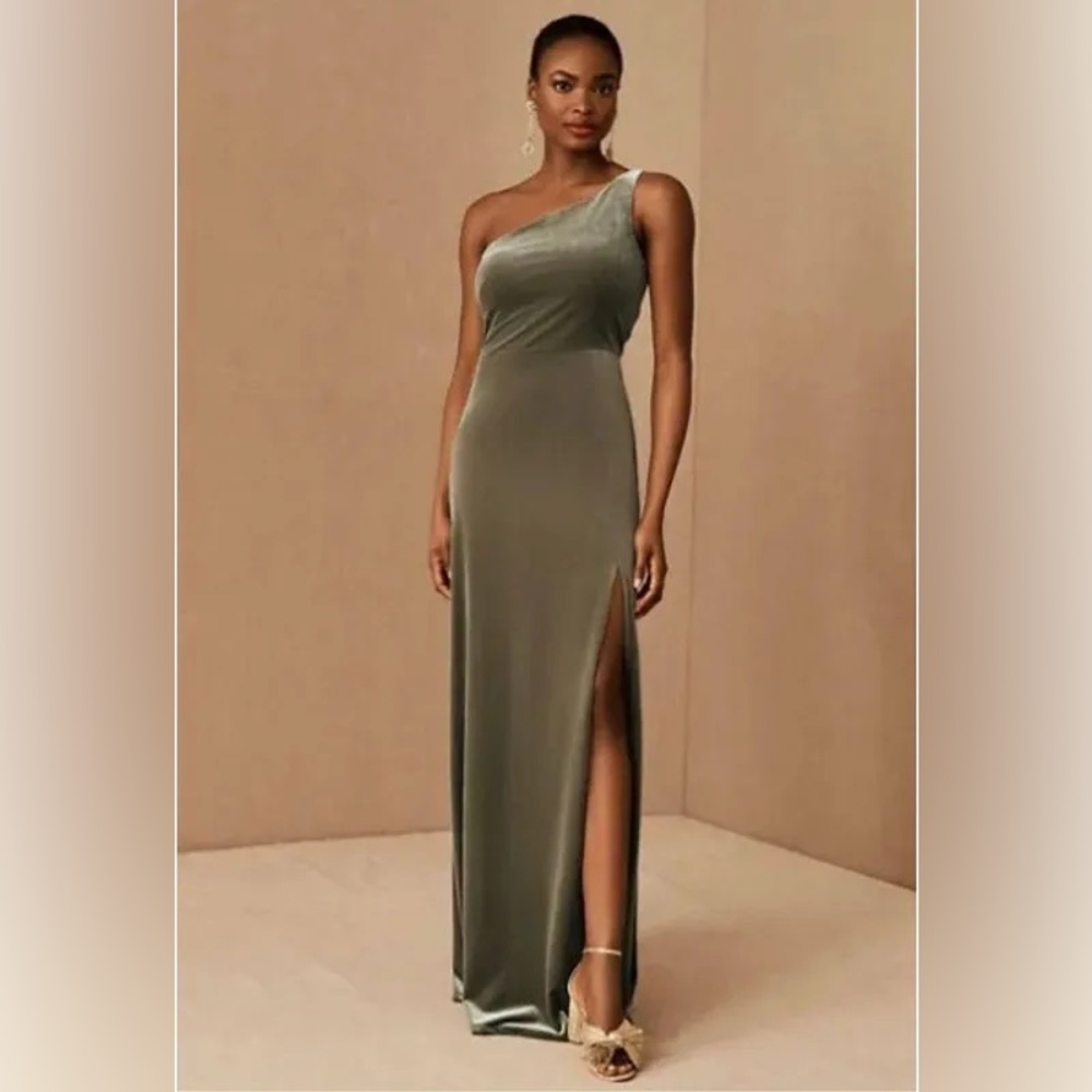 Jenny Yoo Green Velvet Bridesmaid Dress